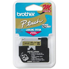 Brother M831 M Series Labeling Tape for P-Touch Labelers, 1/2-Inch w, Black on Gold