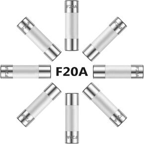 ALLECIN 10A 250V 5x20MM صمامات سيراميك سريعة النفخ 10 أمبير 250 فولت 0.2 × 0.78 بوصة صمام أنبوب سريع المفعول F10AL250V (عبوة من 20 قطعة) in Kuwait