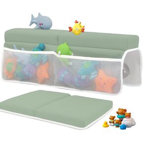 Bath Kneeler and Elbow Rest Pad Set, Comfortable Bath Kneeler - Quick Dry Comfortable Non-Slip Kneeling Pad with Toy Organizer Storage Pockets