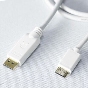 DisplayPort (Source) to HDMI (Display) Cable 4K 60Hz White Cord, CL3 Rated Fire Safe - 6 Foot Uni-Directional