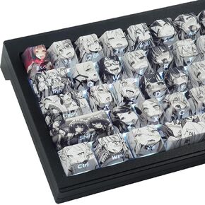 Tsungup Anime Keycaps-Side Print Keycap Set,PBT Japanese Custom Keycaps Shine Through Backlit Keycaps 75 Percent,129 Keys Dye Sub Cherry Profile Keyboard Key caps for Cherry MX Mechanical Keyboard