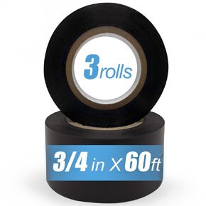 Black Electrical Tape Waterproof Vinyl Insulating Electric Tape，0.65 inch by 60 ft ，6 Pack of Rolls