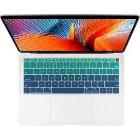 Batianda Gradient Color Keyboard Cover for 2019 2018 MacBook Air 13 inch (with Touch ID Retina Display) Model:A1932 Ultra Thin Silicone Keyboard Protector Skin (Green)