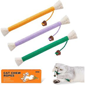 Potaroma Cat Toys Chew Ropes 3Pcs with Refillable Natural Catnip, Safe Teeth Cleaning Toy for Indoor Kittens, Interactive Cat Nip Kitty Toys for All Breeds 19.5 Inches