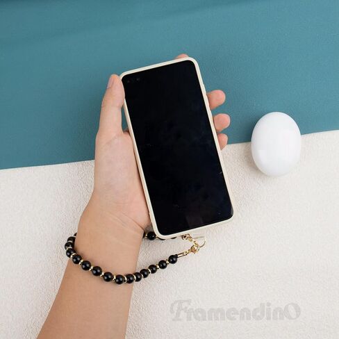Framendino, Black Marble Beaded Phone Wrist Strap Beaded Phone Lanyard Detachable Cellphone Lanyard with Tether Tab for Phone Decoration in Saudi Arabia