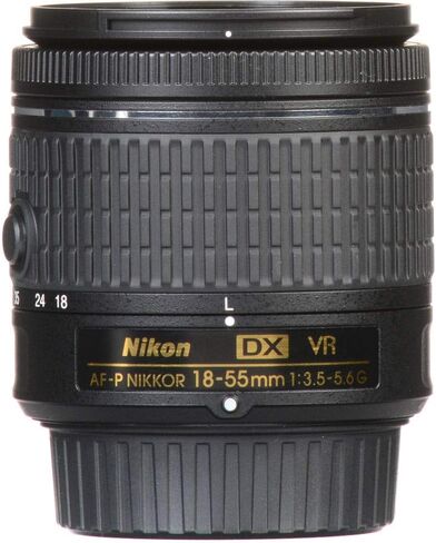 نيكون - عدسة تكبير AF-P DX NIKKOR مقاس 18-55 مم f/3.5-5.6G VR لكاميرات APS-C F-Mount (20059) + بطاقة ذاكرة سعة 64 جيجابايت + مجموعة مرشح + حقيبة ظهر + قارئ بطاقات + برنامج Corel للصور + حامل ثلاثي القوائم مرن + المزيد (متجدد) in Saudi Arabia