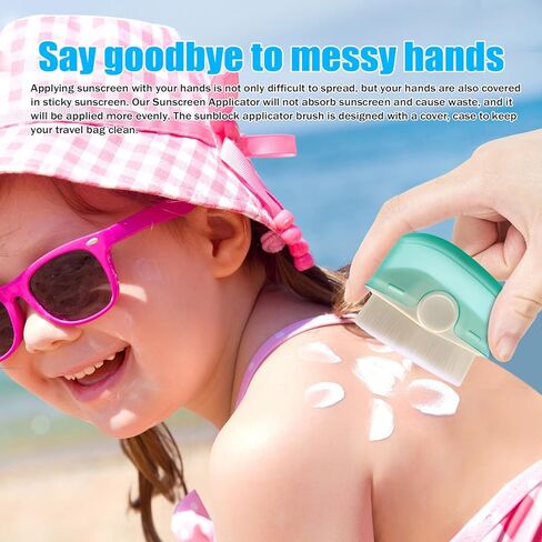 Sunscreen Applicator for Kids, 2 Pack Sunscreen Brush for Kids, Adult Foundation Brush, Sunblock Buddy Brush Set with Protective Caps, Sunscreen Lotion Applicator with Brush Cleaning Pad, Green in Saudi Arabia