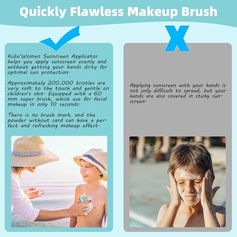 Sunscreen Applicator for Kids, 2 Pack Sunscreen Brush for Kids, Adult Foundation Brush, Sunblock Buddy Brush Set with Protective Caps, Sunscreen Lotion Applicator with Brush Cleaning Pad, Green in Saudi Arabia