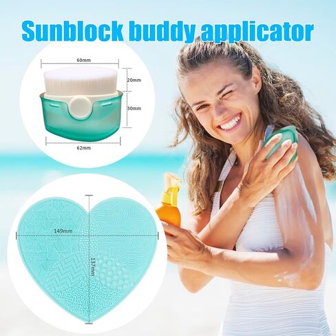 Sunscreen Applicator for Kids, 2 Pack Sunscreen Brush for Kids, Adult Foundation Brush, Sunblock Buddy Brush Set with Protective Caps, Sunscreen Lotion Applicator with Brush Cleaning Pad, Green in Saudi Arabia