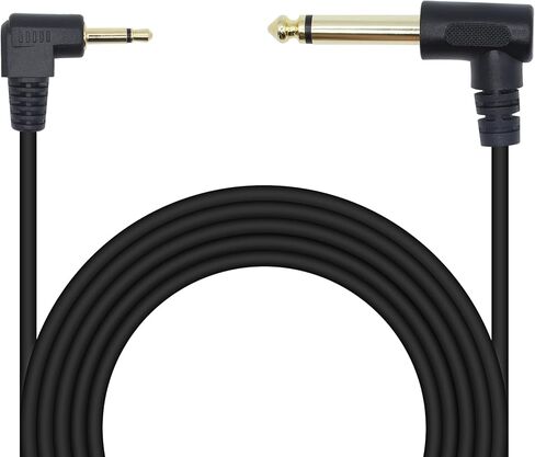 90 Degree 1/8 TS to 1/4 TS Cable, Right Angle 3.5mm Mono Male to 1/4 Mono Male Adapter Audio Cable for Guitar, Laptop,Speaker, Amplifiers(117in) in Kuwait