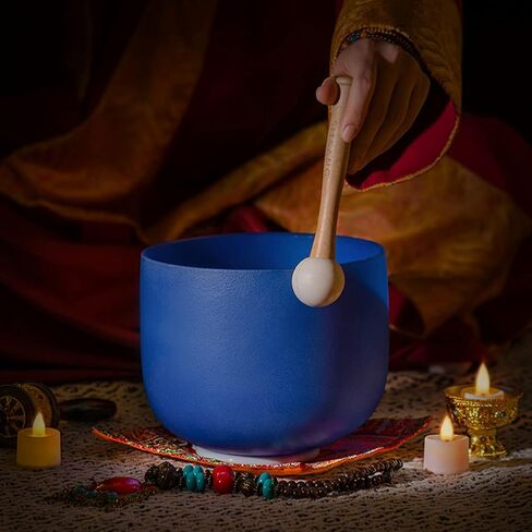 SITSANG 440 Hz Black A Note Crystal Singing Bowl Third Eye Chakra 6 inch with Sponge Padded Bundle Bag and Singing Bowl Suede Striker and Rubber Mallet in Saudi Arabia