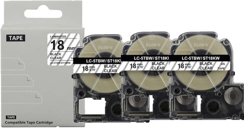 3 عبوات سوداء على صفراء بديلة لشريط الملصقات LC-4YBW LC-4YBW SC12YW 1/2 بوصة (12 مم) خراطيش شريط الملصقات القابلة لإعادة التعبئة لصانع الملصقات Epson Labe Works LW300 LW400 LW600P LW700 in Kuwait