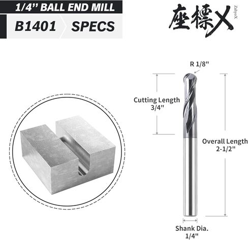 مطحنة نهاية أنف كروية مطلية بـ 2 Flutes TiAlN من ZahyoX، لقمة توجيه CNC لولبية من الكربيد الصلب، قطر 1/4 بوصة، نصف قطر 1/8 بوصة، ساق 1/4 بوصة، طول القطع 1-1/8 بوصة، الطول الإجمالي 3 بوصة، أداة طحن القاطع باستخدام الحاسب الآلي in Saudi Arabia