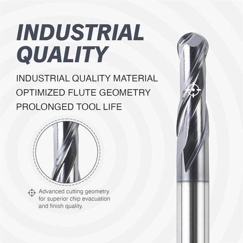 مطحنة نهاية أنف كروية مطلية بـ 2 Flutes TiAlN من ZahyoX، لقمة توجيه CNC لولبية من الكربيد الصلب، قطر 1/4 بوصة، نصف قطر 1/8 بوصة، ساق 1/4 بوصة، طول القطع 1-1/8 بوصة، الطول الإجمالي 3 بوصة، أداة طحن القاطع باستخدام الحاسب الآلي in Saudi Arabia