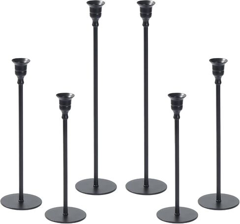 6pcs Candlestick Holders, Taper Candle Holder Decor Metal Long Candle Stick Holders Set for Centerpiece Table Decorations Thanksgiving Christmas Easter Elegant Decor in Saudi Arabia