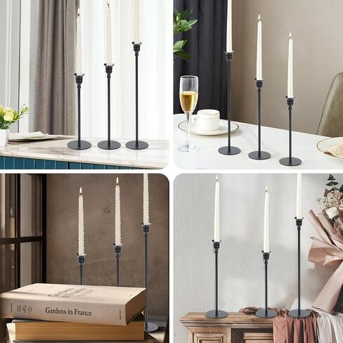 6pcs Candlestick Holders, Taper Candle Holder Decor Metal Long Candle Stick Holders Set for Centerpiece Table Decorations Thanksgiving Christmas Easter Elegant Decor in Saudi Arabia
