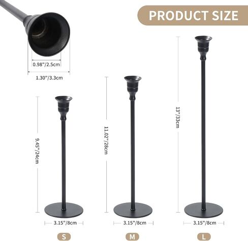 6pcs Candlestick Holders, Taper Candle Holder Decor Metal Long Candle Stick Holders Set for Centerpiece Table Decorations Thanksgiving Christmas Easter Elegant Decor in Saudi Arabia