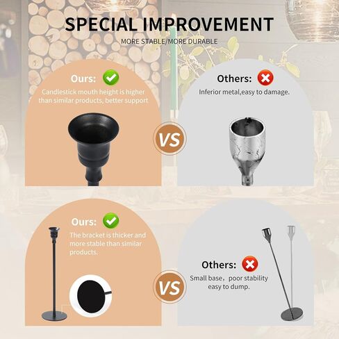 6pcs Candlestick Holders, Taper Candle Holder Decor Metal Long Candle Stick Holders Set for Centerpiece Table Decorations Thanksgiving Christmas Easter Elegant Decor in Saudi Arabia