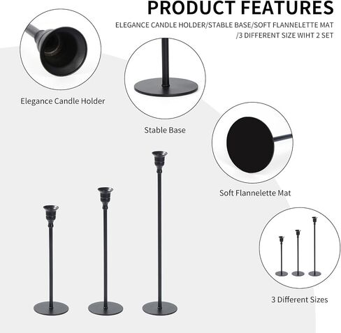 6pcs Candlestick Holders, Taper Candle Holder Decor Metal Long Candle Stick Holders Set for Centerpiece Table Decorations Thanksgiving Christmas Easter Elegant Decor in Saudi Arabia