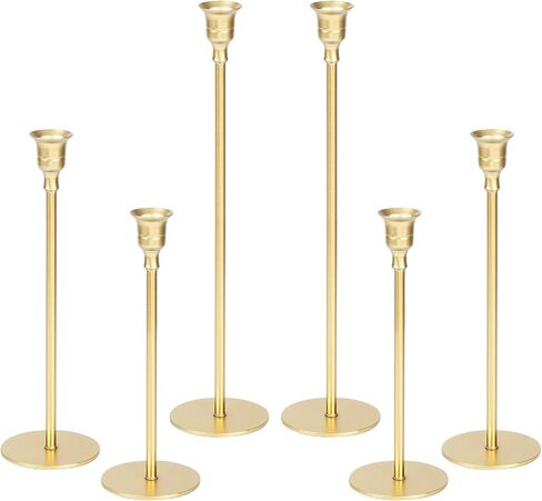6pcs Candlestick Holders, Taper Candle Holder Decor Metal Long Candle Stick Holders Set for Centerpiece Table Decorations Thanksgiving Christmas Easter Elegant Decor in Saudi Arabia