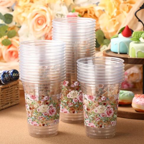 Jinei 60 Pcs Eucalyptus Baby Shower Supplies 16 oz Plastic Cups Bulk Sage Green Baby Shower Disposable Cups for Birthday Party Favors Gender Reveal Decorations in Kuwait