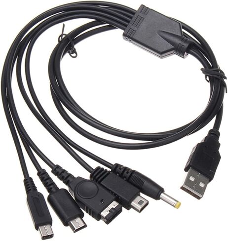 كابل شحن وحدة التحكم في الألعاب - كابل شحن USB للألعاب 5 في 1 لـ NDS Lite/Wii U/New 3DS XL LL / 2DS / GBA SP/PSP 1000 2000 3000 in Kuwait