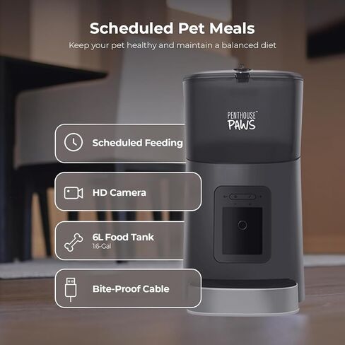 Smart HD Cat Feeder, 1080p HD Camera Pet Feeder Night Vision, 6L Anti Jam Fresh Food Feeder, 7g per Meal, Smart Cat Feeder Dry Food, Advanced 10s Call Meal Feeder, 2 Way Audio Recording Feeder in Saudi Arabia