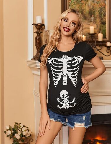 Ekouaer قمصان الأمومة النسائية قصيرة الأكمام قمم الحمل بلوزة تونك الجانب Ruched ملابس ماما عادية S-XXL in Saudi Arabia