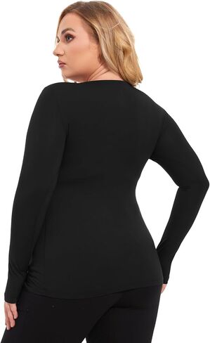 قمصان حمل كاجوال بأكمام طويلة ورقبة على شكل حرف V من الخيزران الفسكوز للنساء in Kuwait