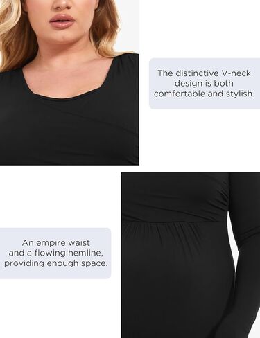 قمصان حمل كاجوال بأكمام طويلة ورقبة على شكل حرف V من الخيزران الفسكوز للنساء in Kuwait