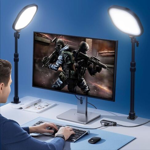 ULANZI K7 Streaming Video Conferencing Light with Stand C-Clamp, Brightness/Color Temperature Adjustable 15W Ring Light Key Light for Video Calls Zoom Meeting Home Office Monitor Webcam Light in Saudi Arabia