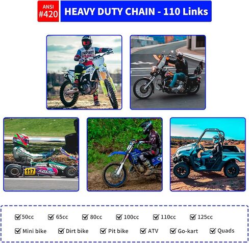 سلسلة دراجات نارية Belleone 420 - سلسلة دوارة قياسية 420 132 رابط + قاطع سلسلة يناسب 110cc 125cc Dirt Pit Bike ATV Quad Go Kart Scooter Mini Bike in Kuwait