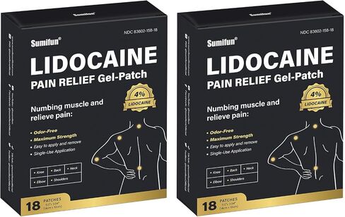Sumifun 4% Lidocaine Pain Relief Patches - 18 Count Patches for Back, Shoulder, Muscle, Joints, Knee Pain Relief - Lower Back Pain Relief Products - Pain Patches Maximum Strength Lidocaine in Saudi Arabia