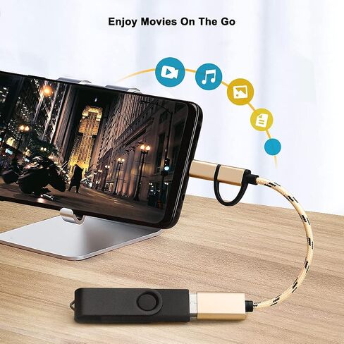 2-in-1 USB C/Micro to USB Adapter, USB C to USB, Micro to USB 3.0 OTG Adapter Cable Compatible with iMac Android Google Samsung Galaxy and More, Gold in Kuwait