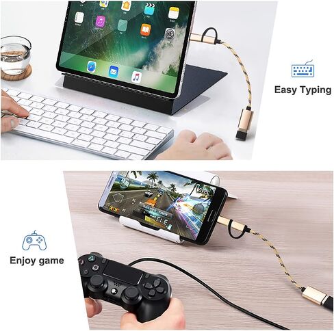 2-in-1 USB C/Micro to USB Adapter, USB C to USB, Micro to USB 3.0 OTG Adapter Cable Compatible with iMac Android Google Samsung Galaxy and More, Gold in Kuwait