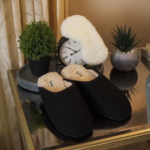 Floopi Slippers for Women Kelly Indoor Outdoor Plaid Faux Sherpa Fur Lined Scuff Slipper W/Memory Foam in Saudi Arabia