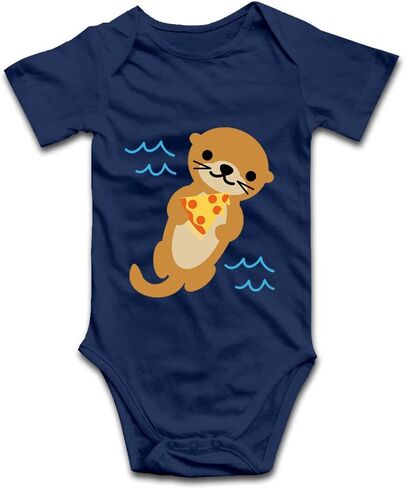 DOQOSESHY بدلة أطفال لطيفة على شكل Sea Otter Loves Pizza للأطفال الصغار بأكمام قصيرة/بدون أكمام/أكمام طويلة، 3 أشهر، L-أبيض in Saudi Arabia