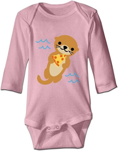 DOQOSESHY بدلة أطفال لطيفة على شكل Sea Otter Loves Pizza للأطفال الصغار بأكمام قصيرة/بدون أكمام/أكمام طويلة، 3 أشهر، L-أبيض in Saudi Arabia