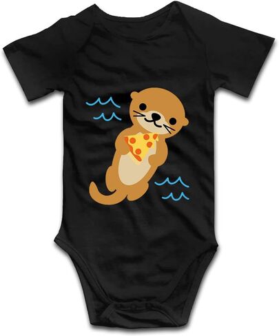 DOQOSESHY بدلة أطفال لطيفة على شكل Sea Otter Loves Pizza للأطفال الصغار بأكمام قصيرة/بدون أكمام/أكمام طويلة، 3 أشهر، L-أبيض in Saudi Arabia