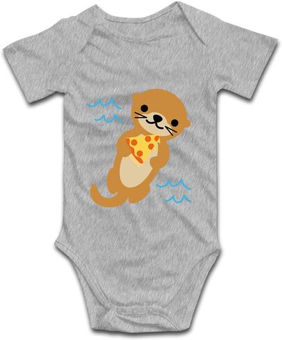 DOQOSESHY بدلة أطفال لطيفة على شكل Sea Otter Loves Pizza للأطفال الصغار بأكمام قصيرة/بدون أكمام/أكمام طويلة، 3 أشهر، L-أبيض in Saudi Arabia