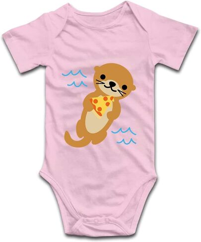 DOQOSESHY بدلة أطفال لطيفة على شكل Sea Otter Loves Pizza للأطفال الصغار بأكمام قصيرة/بدون أكمام/أكمام طويلة، 3 أشهر، L-أبيض in Saudi Arabia