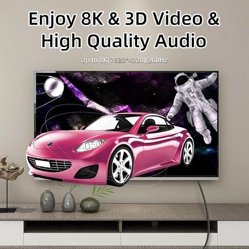 GELRHONR 8k HDMI Short Coiled Cable, Extreme Thin HDMI Male to Male Extension Spring Flexible Cord 48Gbps High Speed Support 3D 8K@60Hz for On-Camera Monitors,TV,PS5, Xbox Series X/S (Down Angle) in Saudi Arabia