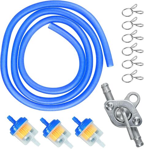 HOLATO Gas Fuel Line Hose Clamps Fuel Filters with Inline Shut Off Valve Petcock Set for 50cc 70cc 90cc 110cc 125cc 150cc Taotao Coolster Apollo Baja ATV Four Wheeler Moped Scooter Dirt Pit Bike Black in Kuwait