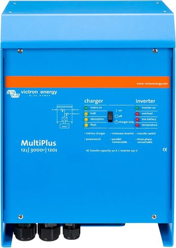 Victron Energy MultiPlus 3000VA 12-Volt Pure Sine Wave Inverter and 120 amp Battery Charger, UL-Certified in Saudi Arabia