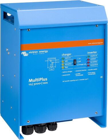 Victron Energy MultiPlus 3000VA 12-Volt Pure Sine Wave Inverter and 120 amp Battery Charger, UL-Certified in Saudi Arabia