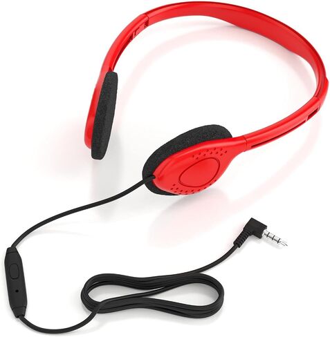 Maeline Bulk On Ear Student Headphones with Microphone for Library, School, Classroom, Airplane, Kids Online Learning and Travel, 3.5 mm Headphone Plug - 20 Pack - Multi Color in Saudi Arabia