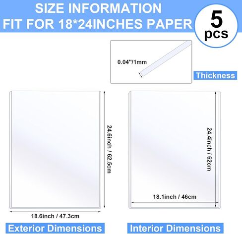 Sherr 2 Pcs 18 x 24 Inches Rigid Print Protectors Clear Hard Plastic Sheet Protectors Poster Sleeves for Protect Store and Display Photographs, Prints and Documents in Saudi Arabia