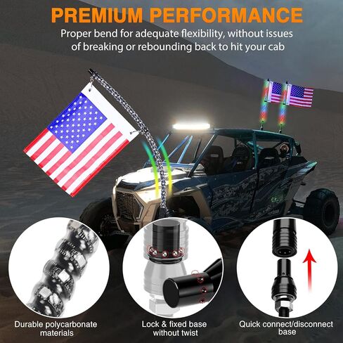 Nilight 1PC 3FT لولبي RGB Led سوط ضوء مع RGB مطاردة/رقص ضوء RF جهاز تحكم عن بعد مضاء هوائي السياط لـ Can-am ATV UTV RZR Polaris Dune Buggy 4 Wheeler Offroad Jeep Truck، ضمان لمدة عامين in Kuwait