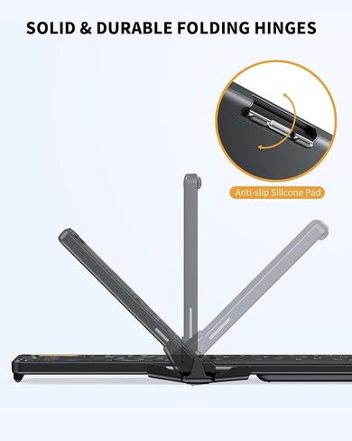 لوحة مفاتيح وماوس مضغوطة قابلة للطي من ProtoArc، ​​مجموعة ماوس لوحة مفاتيح بلوتوث صغيرة محمولة XKM01، لوحة مفاتيح قابلة للطي للسفر لأجهزة iPad iPhone Mac Android Windows - مفتاح Esc باللون الأسود والأرجواني in Kuwait