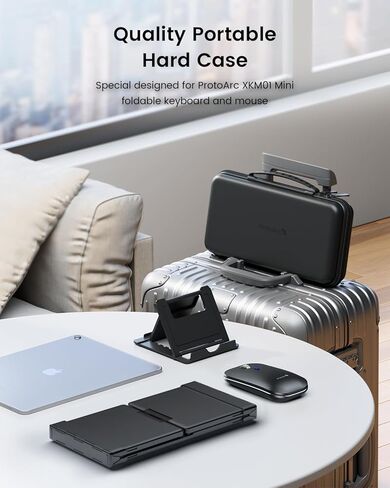 لوحة مفاتيح وماوس مضغوطة قابلة للطي من ProtoArc، ​​مجموعة ماوس لوحة مفاتيح بلوتوث صغيرة محمولة XKM01، لوحة مفاتيح قابلة للطي للسفر لأجهزة iPad iPhone Mac Android Windows - مفتاح Esc باللون الأسود والأرجواني in Kuwait